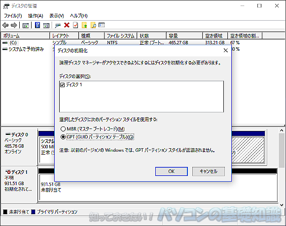 �f�B�X�N�̏������E�B���h�E